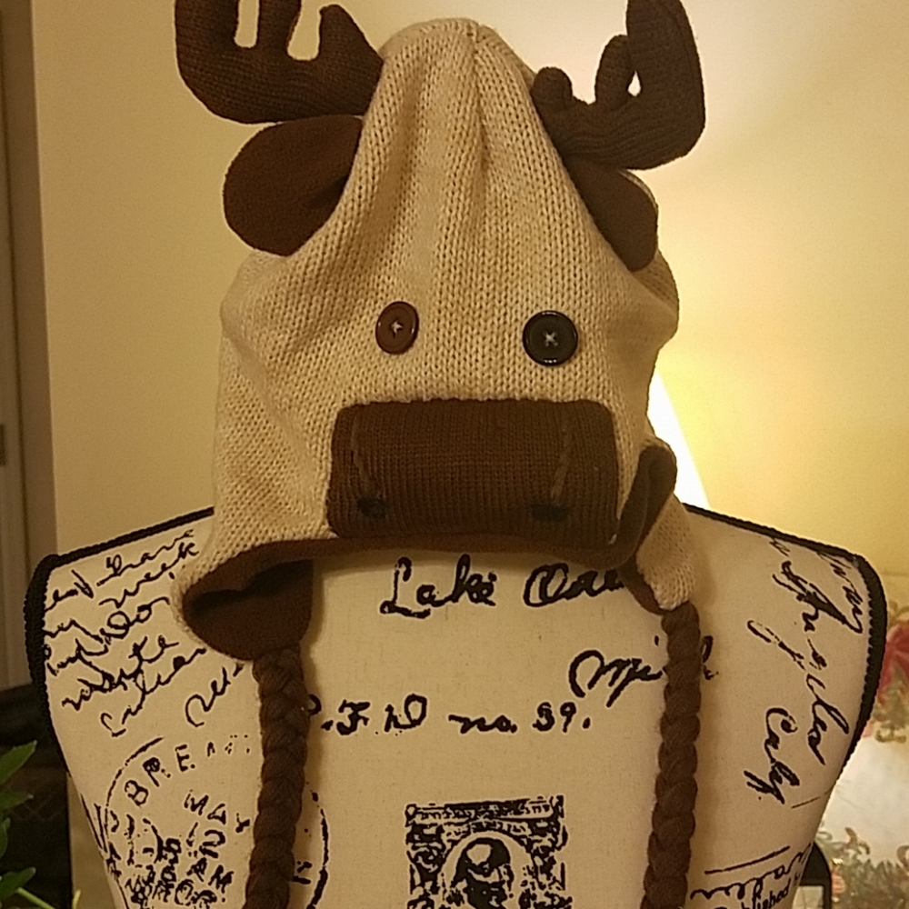 Moose winter hat, fits youth size preteen - teen.